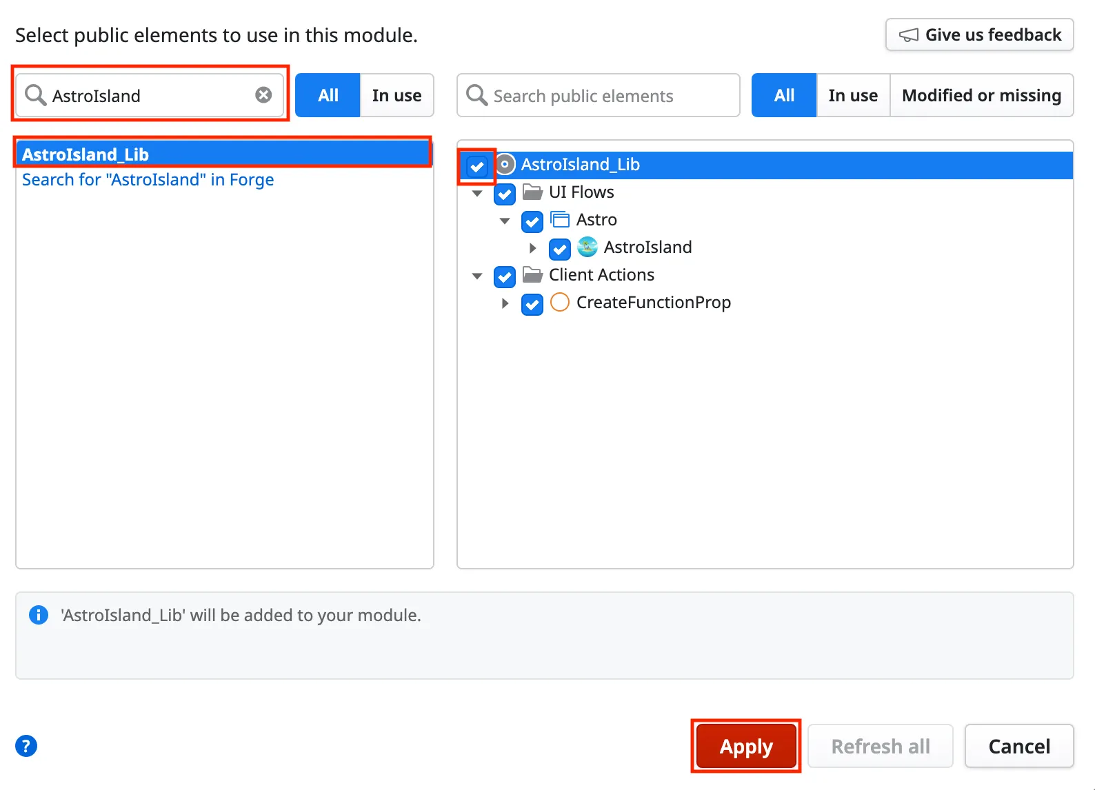 Select Astro Library dependency