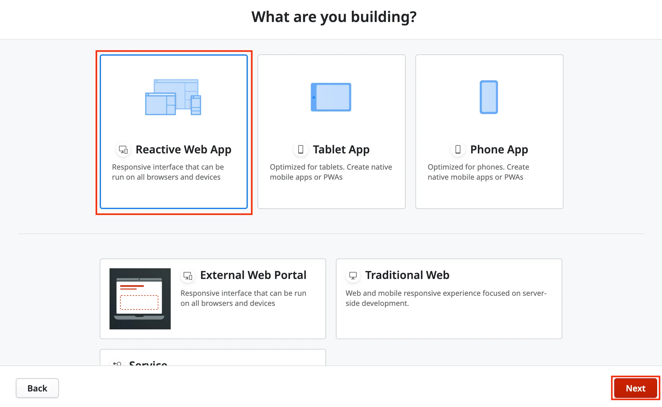 Select Reactive Web App option 