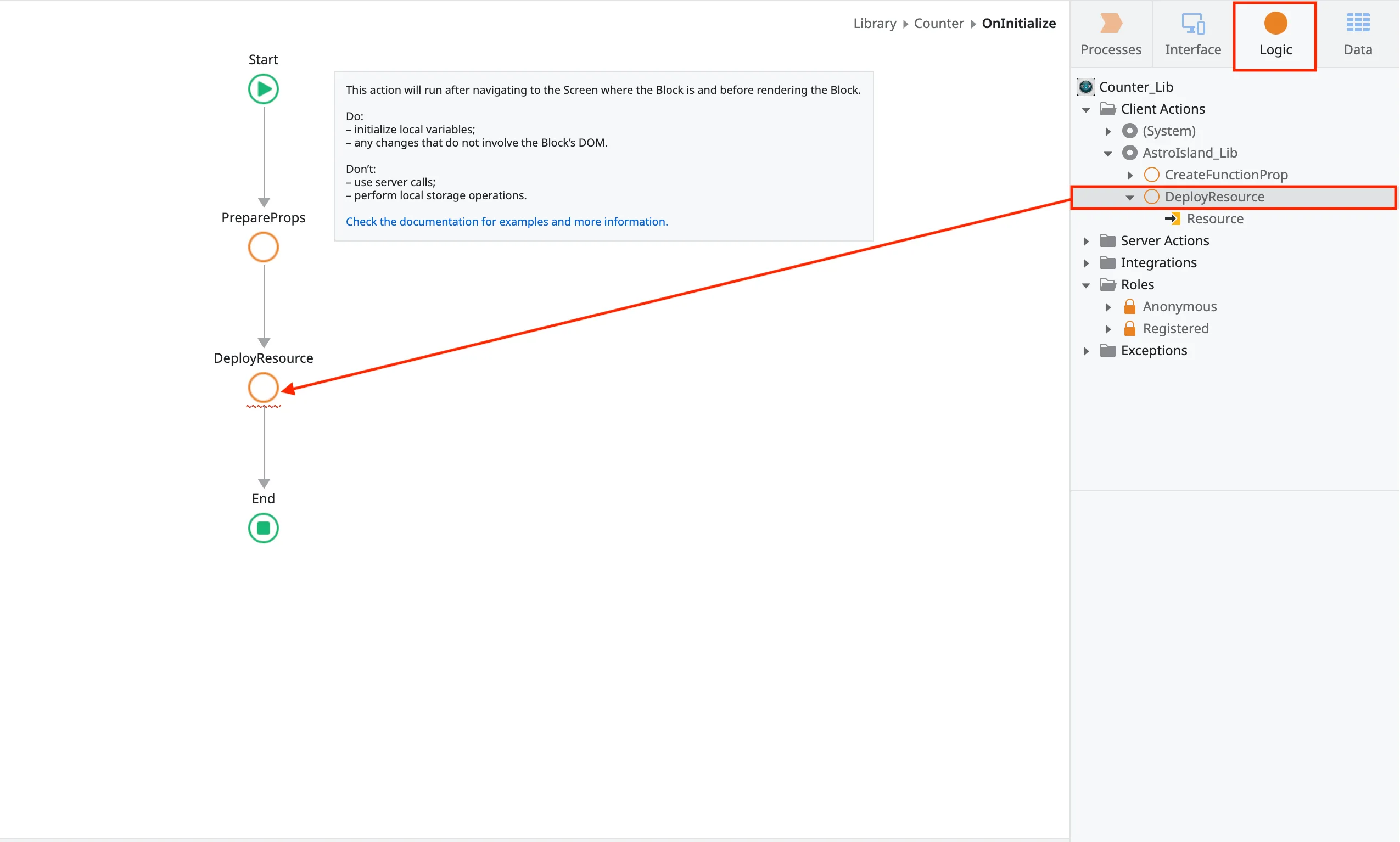Select Deploy Resource and drag onto screen