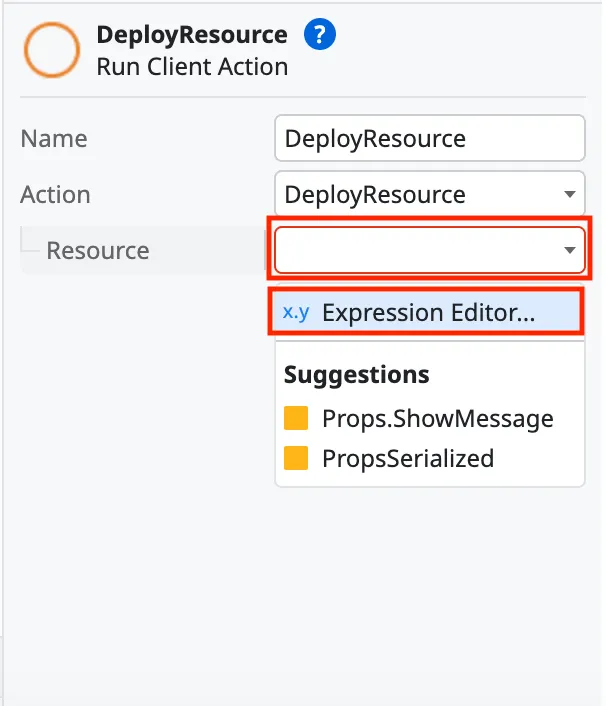 Select Resource and Expression Editor