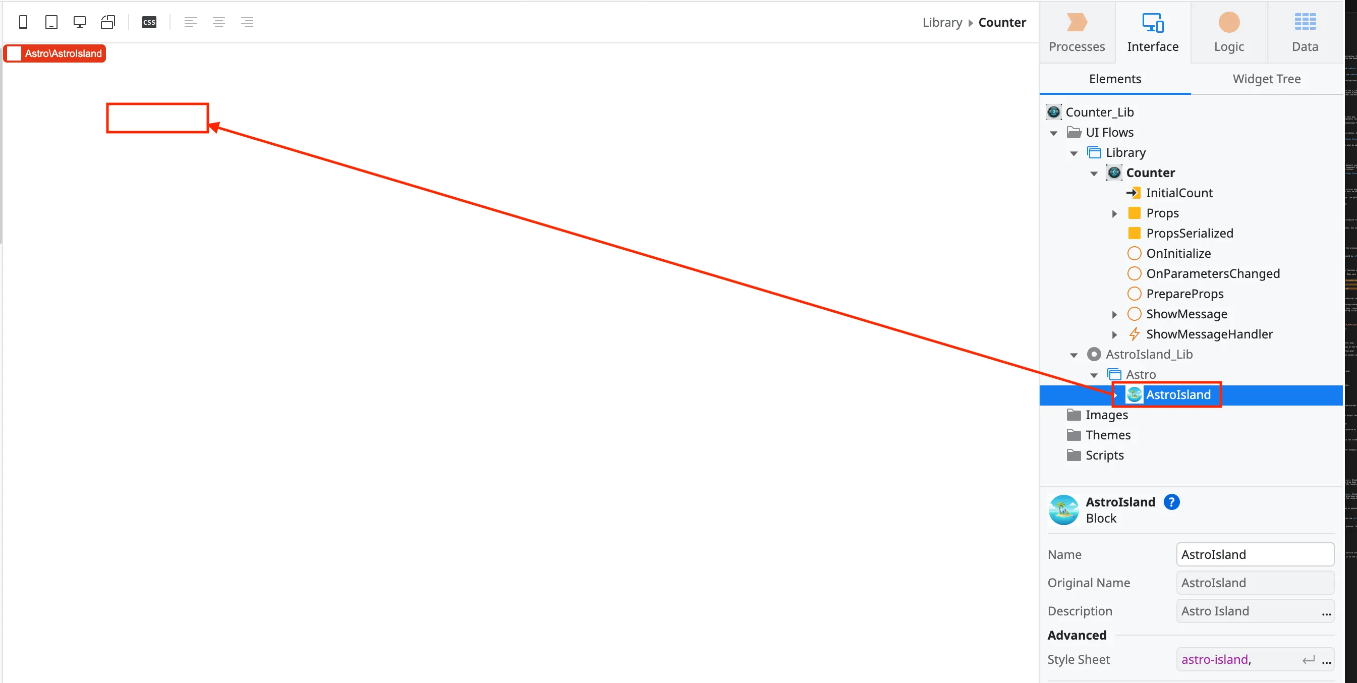Import Astro Island component