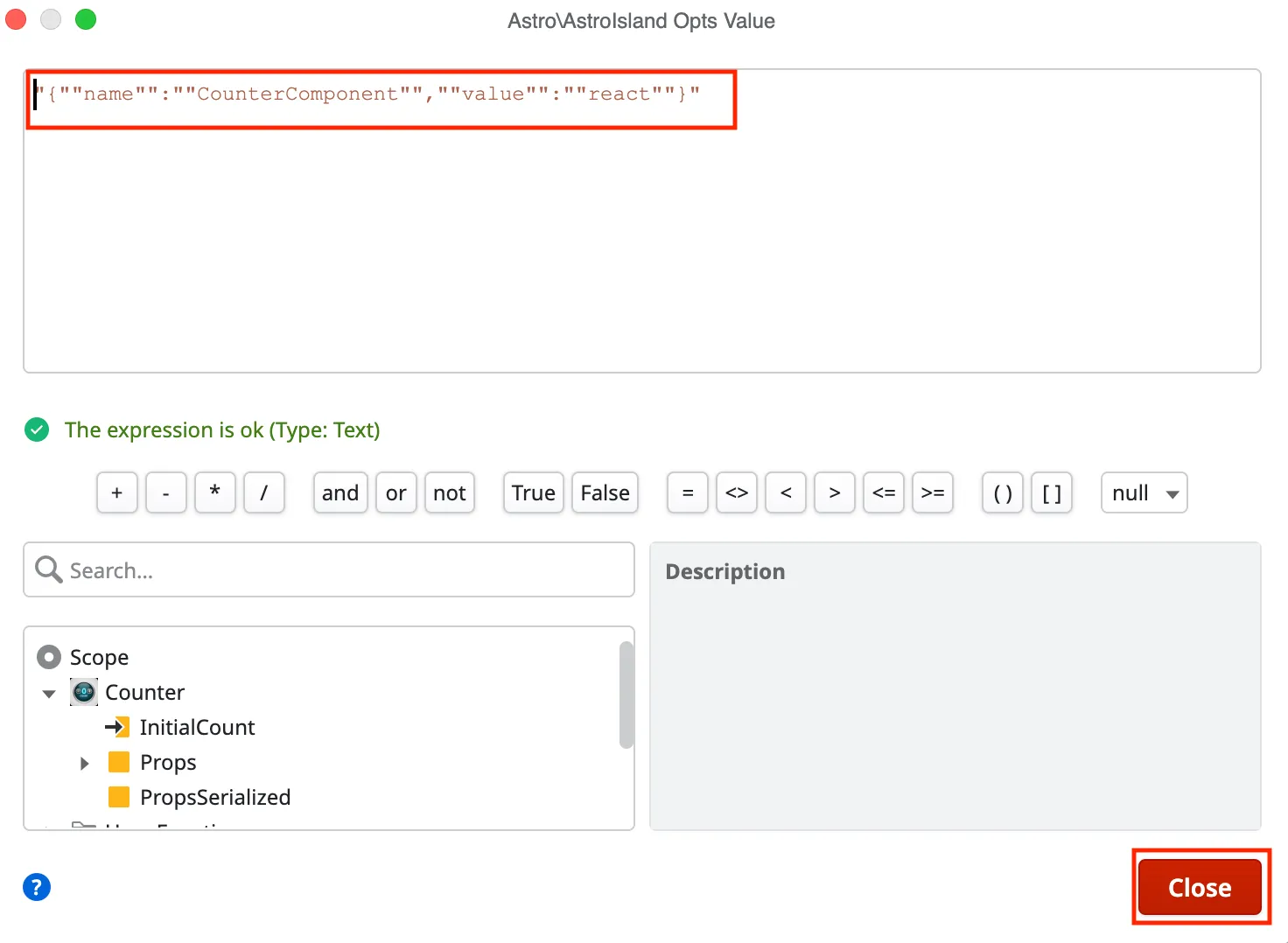 Select Island Opts value