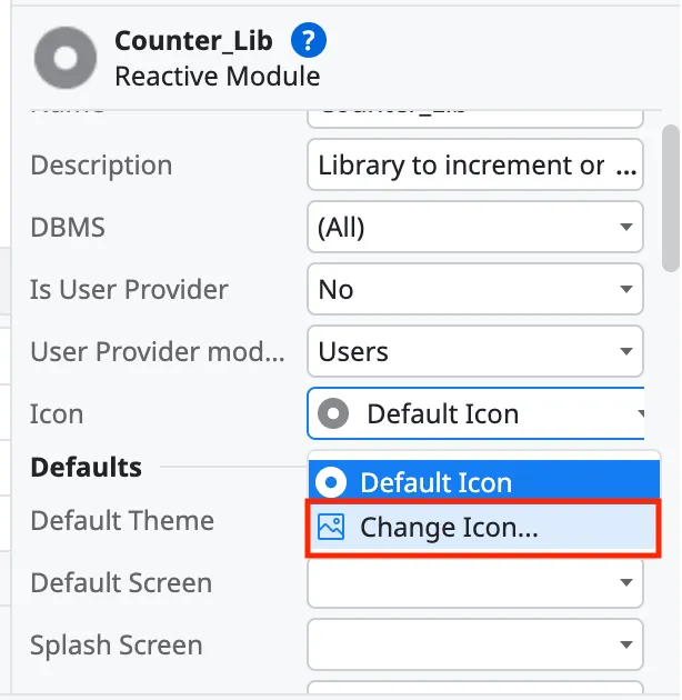 Editing the default module icon