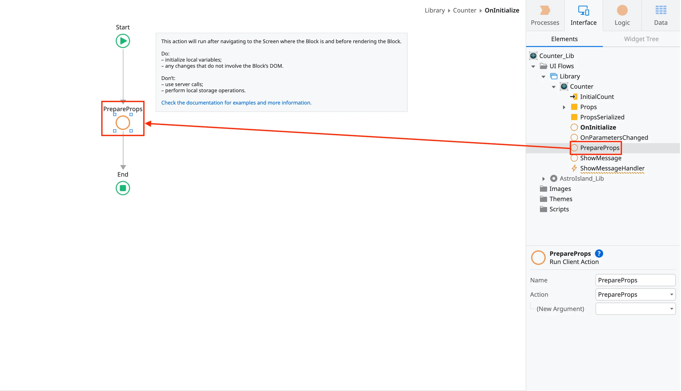 Add PrepareProps to OnInitalize hander
