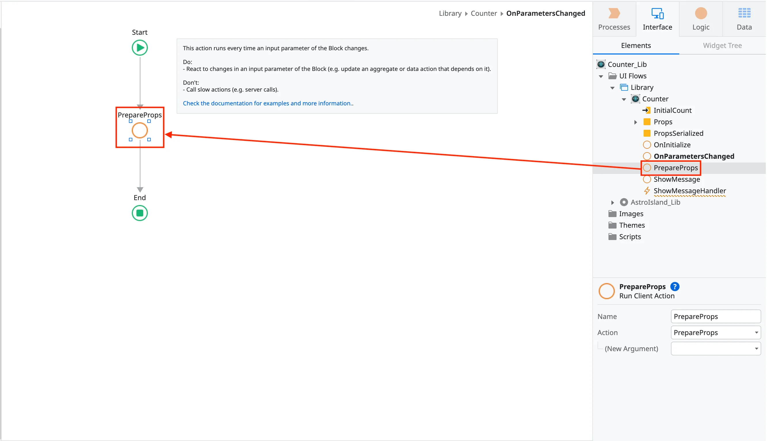 Add PrepareProps to OnParametersChanged hander