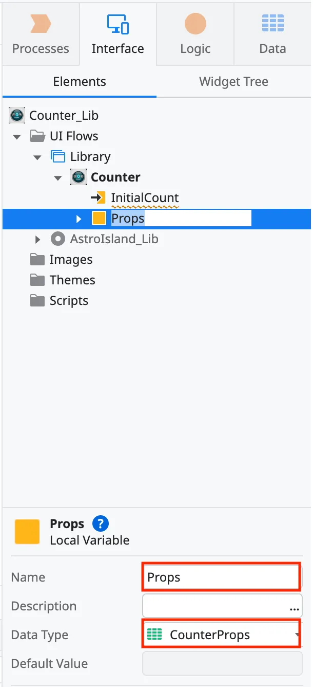 Set local variable name and type