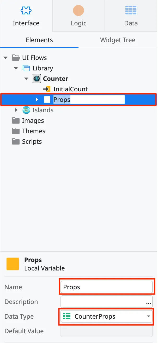 Set local variable name and type