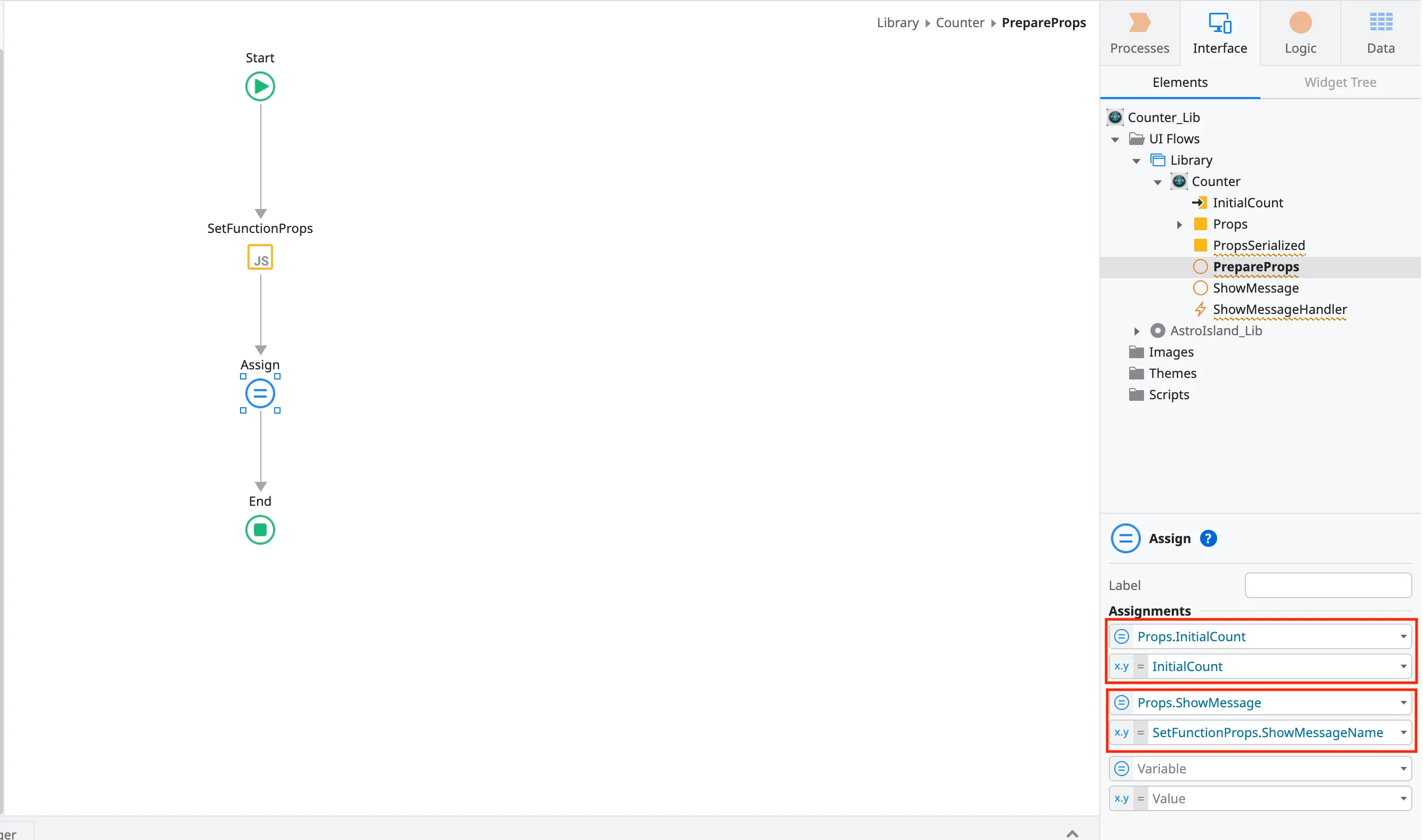 Assign local variable Props