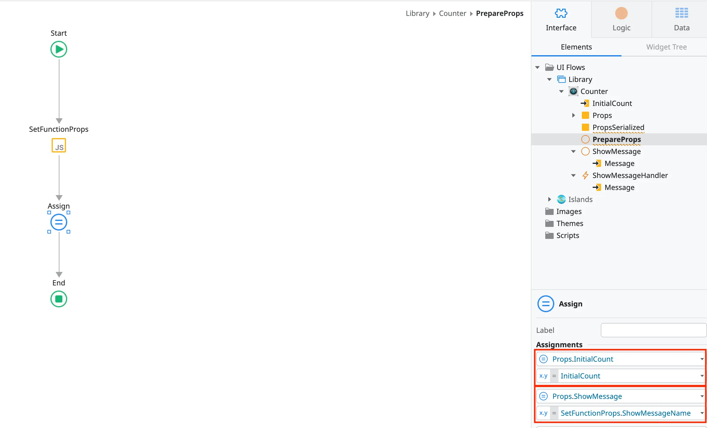 Assign local variable Props