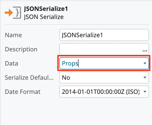 Set Props variable for JSON Serialize