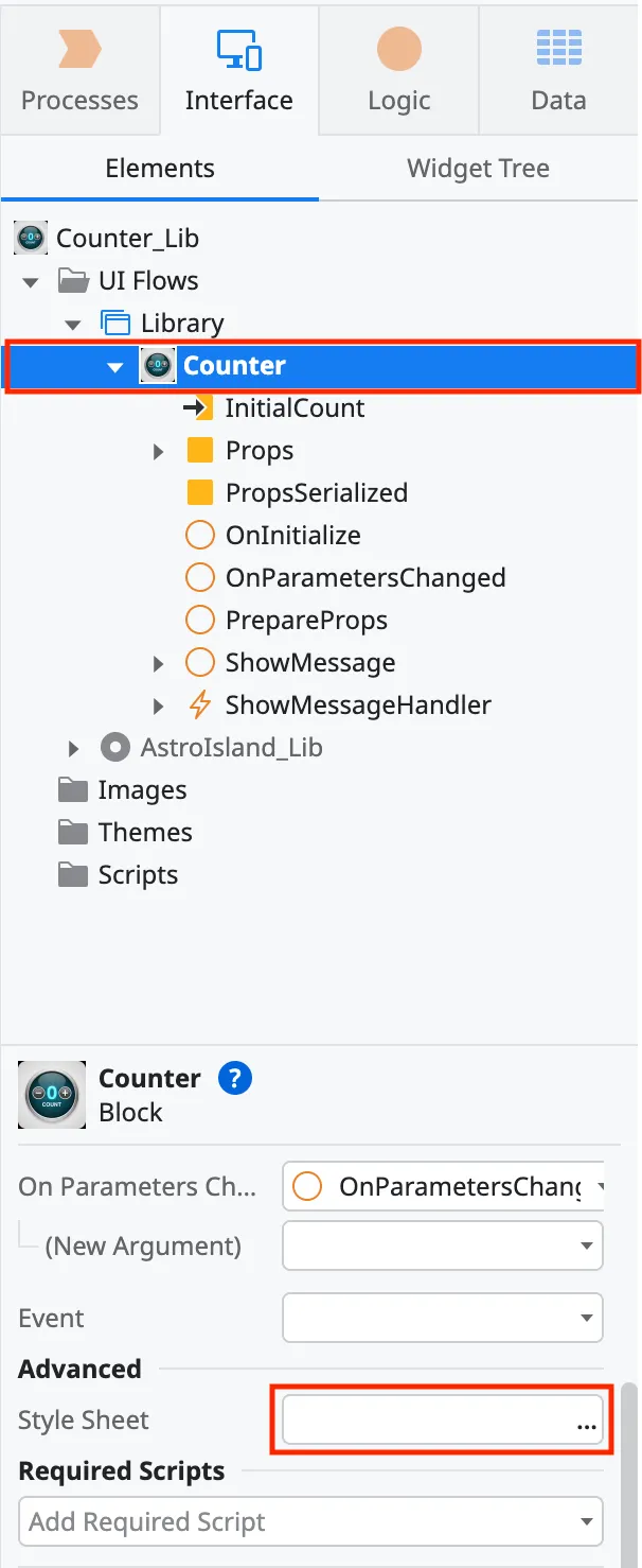 Select stylesheet for the block